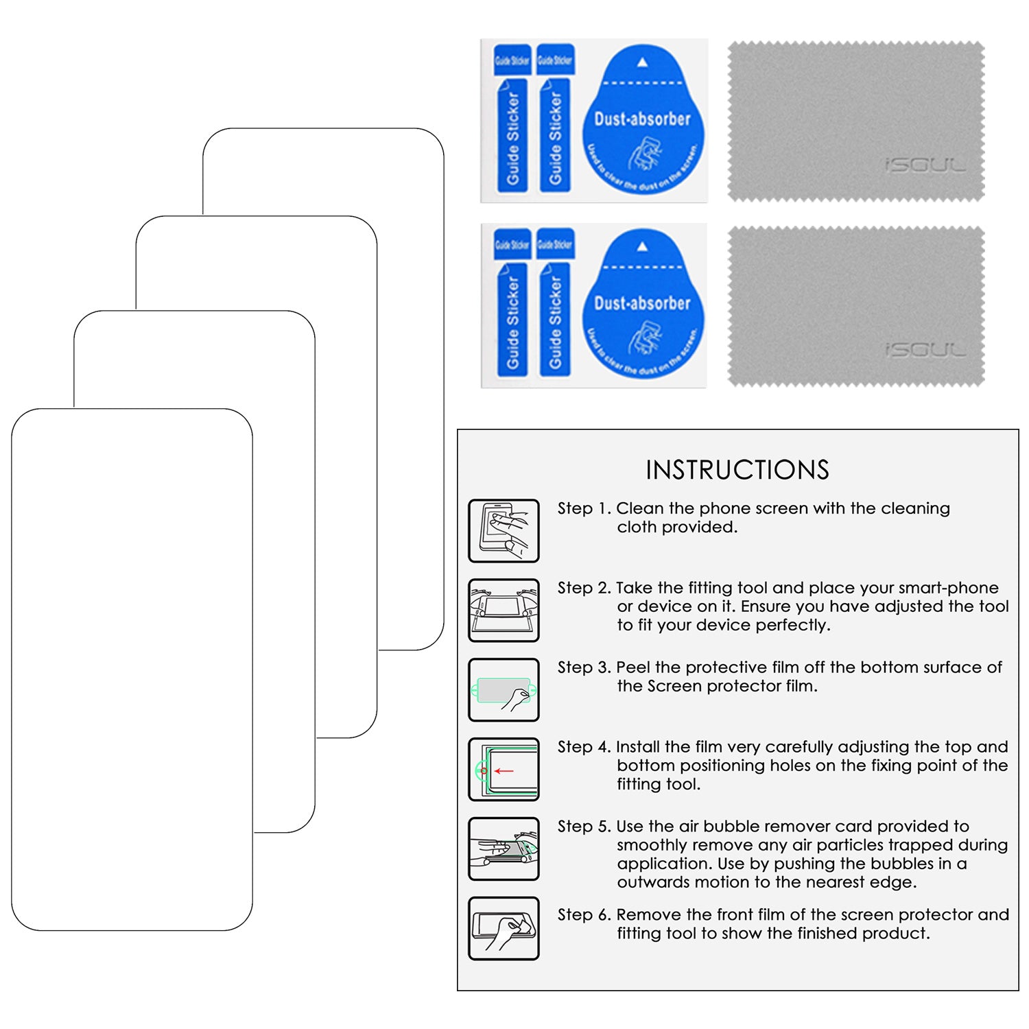 4-Pack Screen Protector for iPhone 15 6.1-Inch Tempered Glass Film