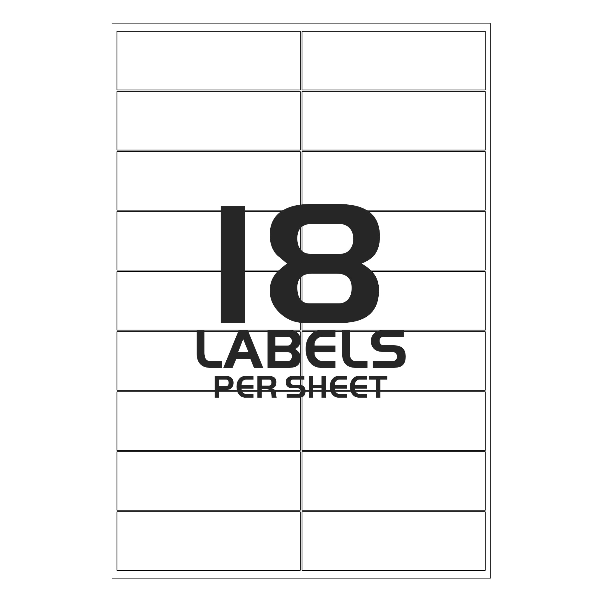 Sticky Labels for Printer - 18 Labels per Sheet - 63mm x 47mm