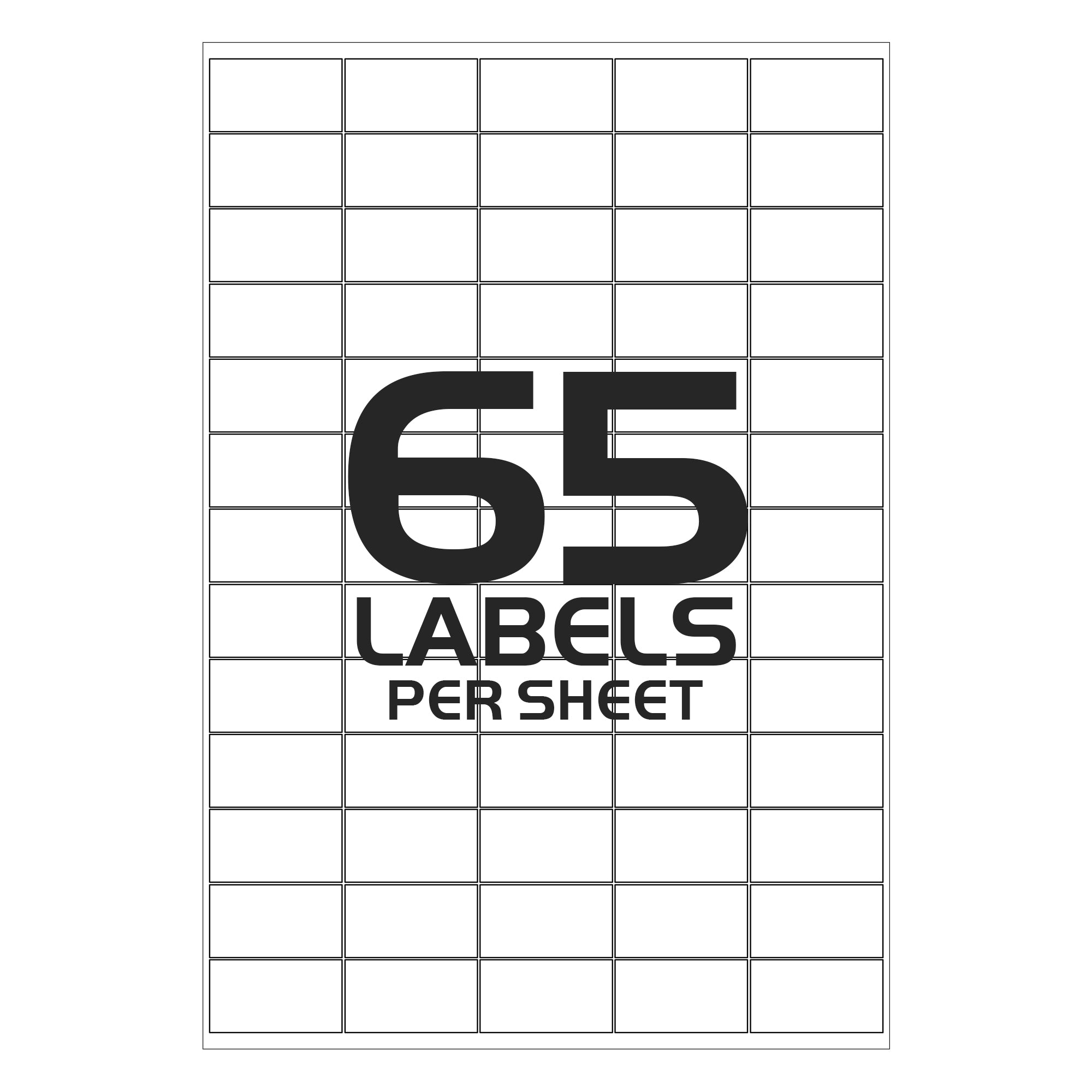 White Sticky Address Labels - 65 Labels per Sheet - 38mm x 21mm