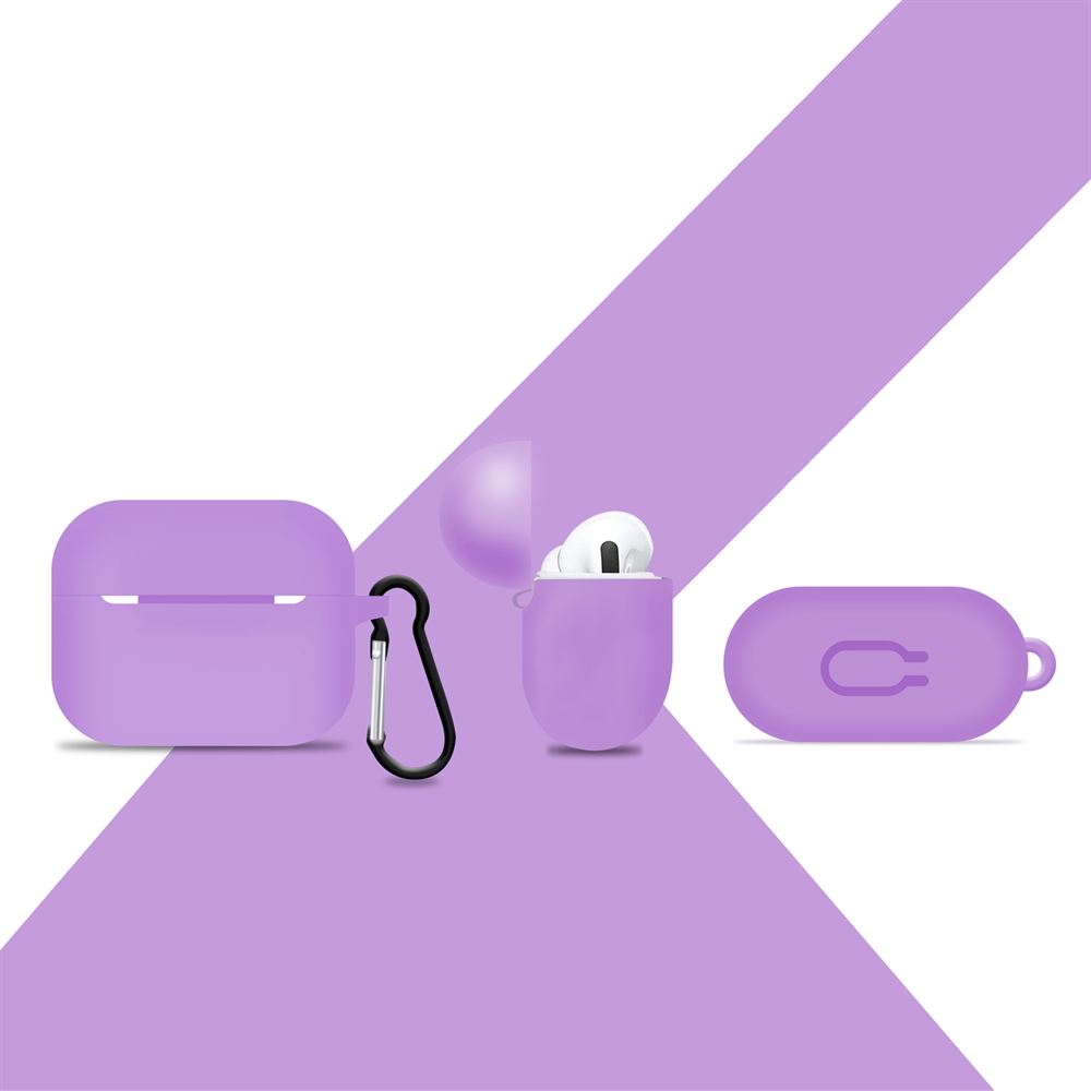 Silicone Wireless Charging Slight Purple Airpods Pro Cover Case - iSOUL