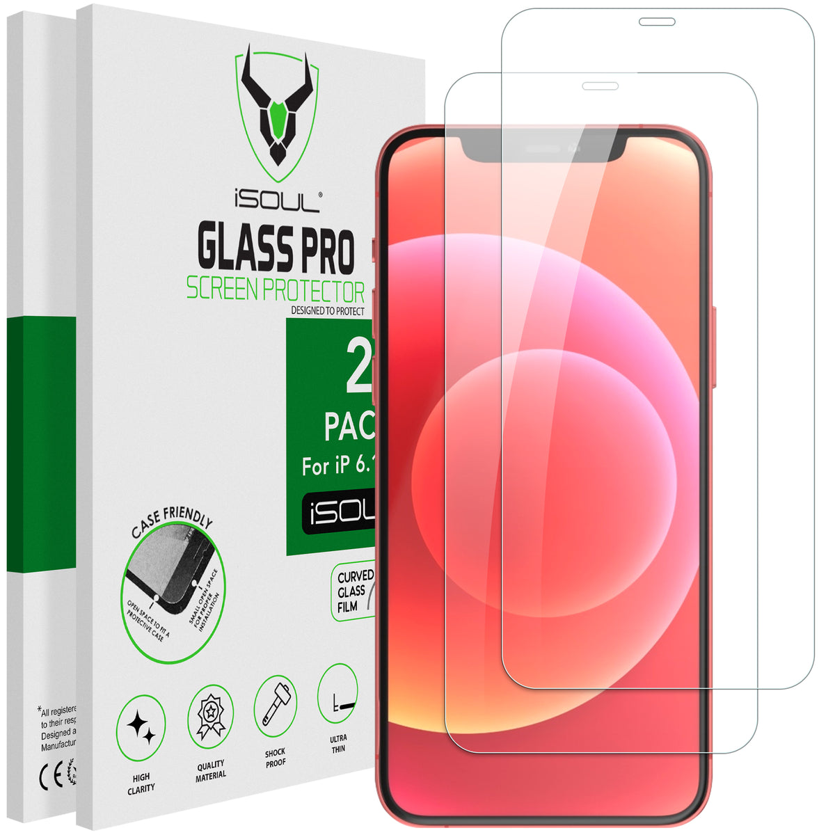 iPhone 12/12 Pro Screen Protector Tempered Glass HD Film Full- 2 Pack ...