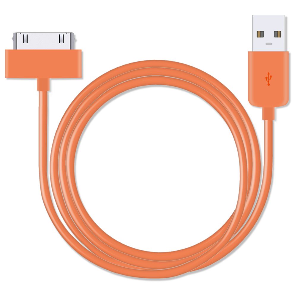 Orange 30-pin Cable for Charging and Data syncing for iPhone 4 – iSOUL