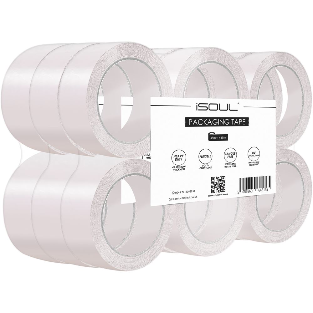 Clear Packing Tape 48mm X 66M (6 Roll Pack) Parcel Packaging Tape