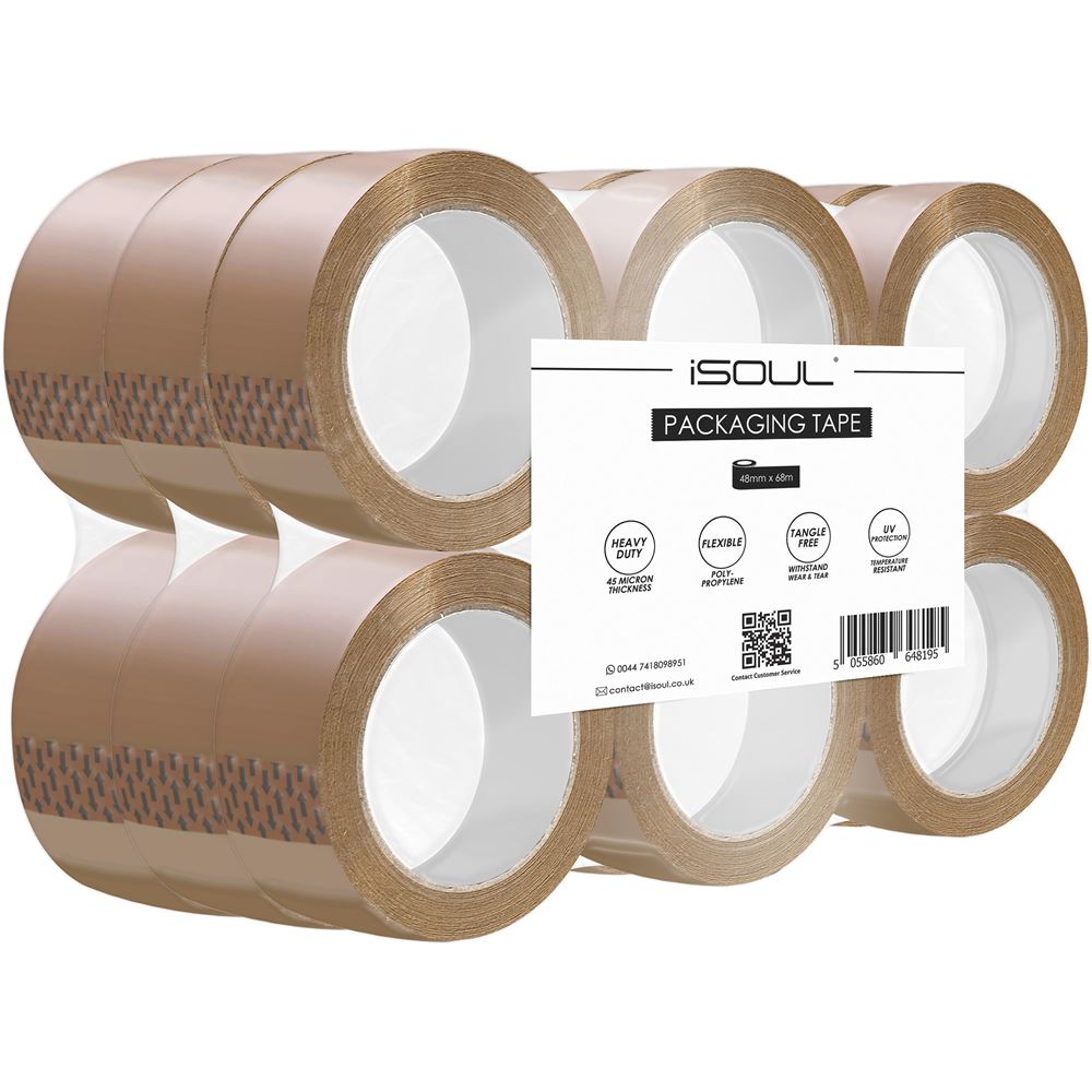 Brown Packing Tape 48mm X 66M (6 Roll Pack) Parcel Packaging Tape