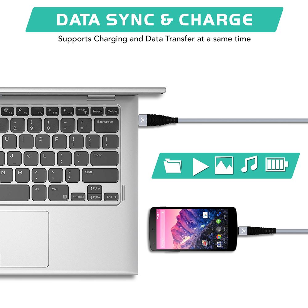 Heavy Duty Nylon Braided Micro USB Cable for Data Sync and Fast Charging - iSOUL