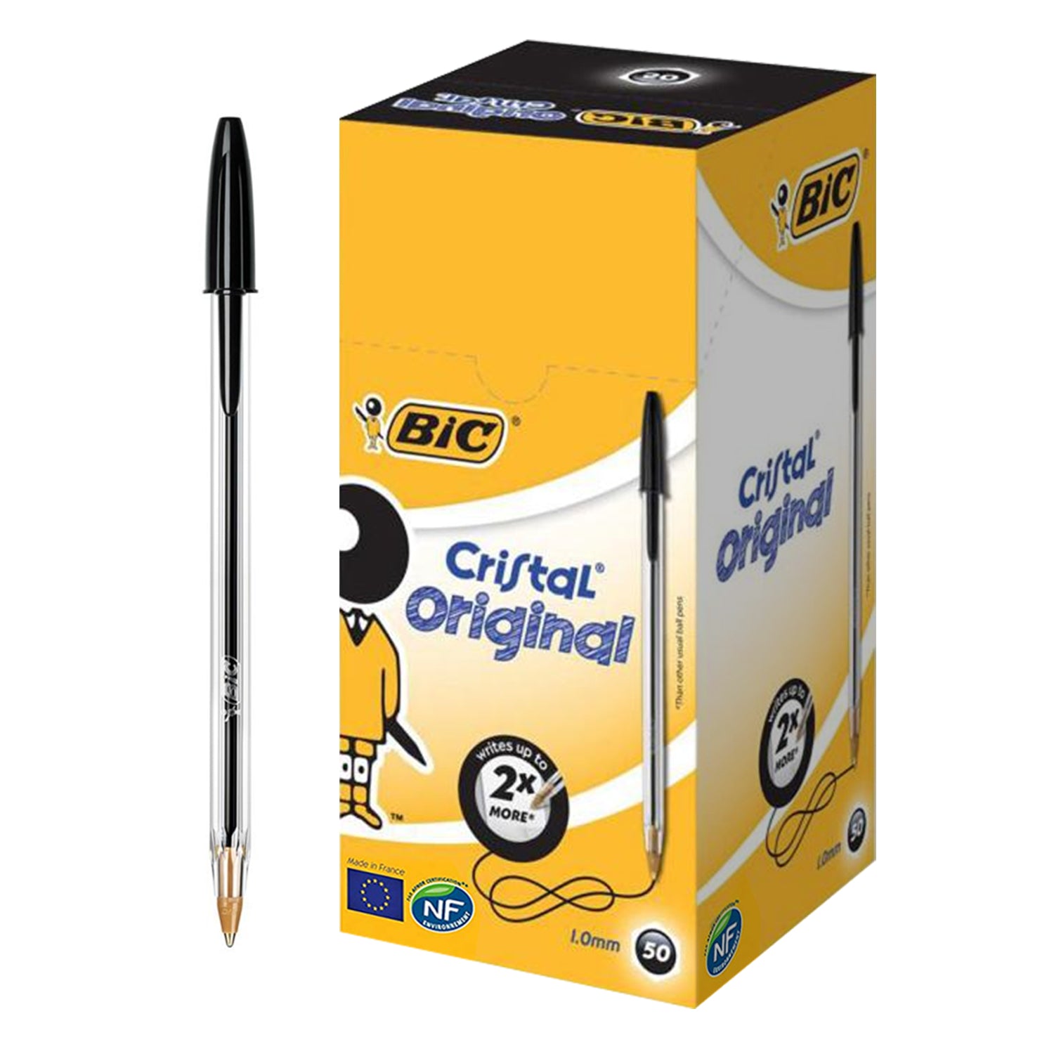 BIC Cristal Original Ballpoint Pens Medium Point (1.0 mm) Tip Line Biro Pen