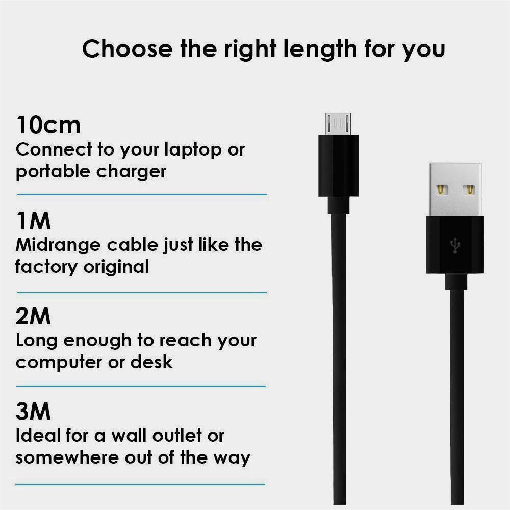 Heavy Duty Strong Extra Long Fast Charge Micro USB Extension Data Sync Charger Cable 1m 2m 3m - iSOUL