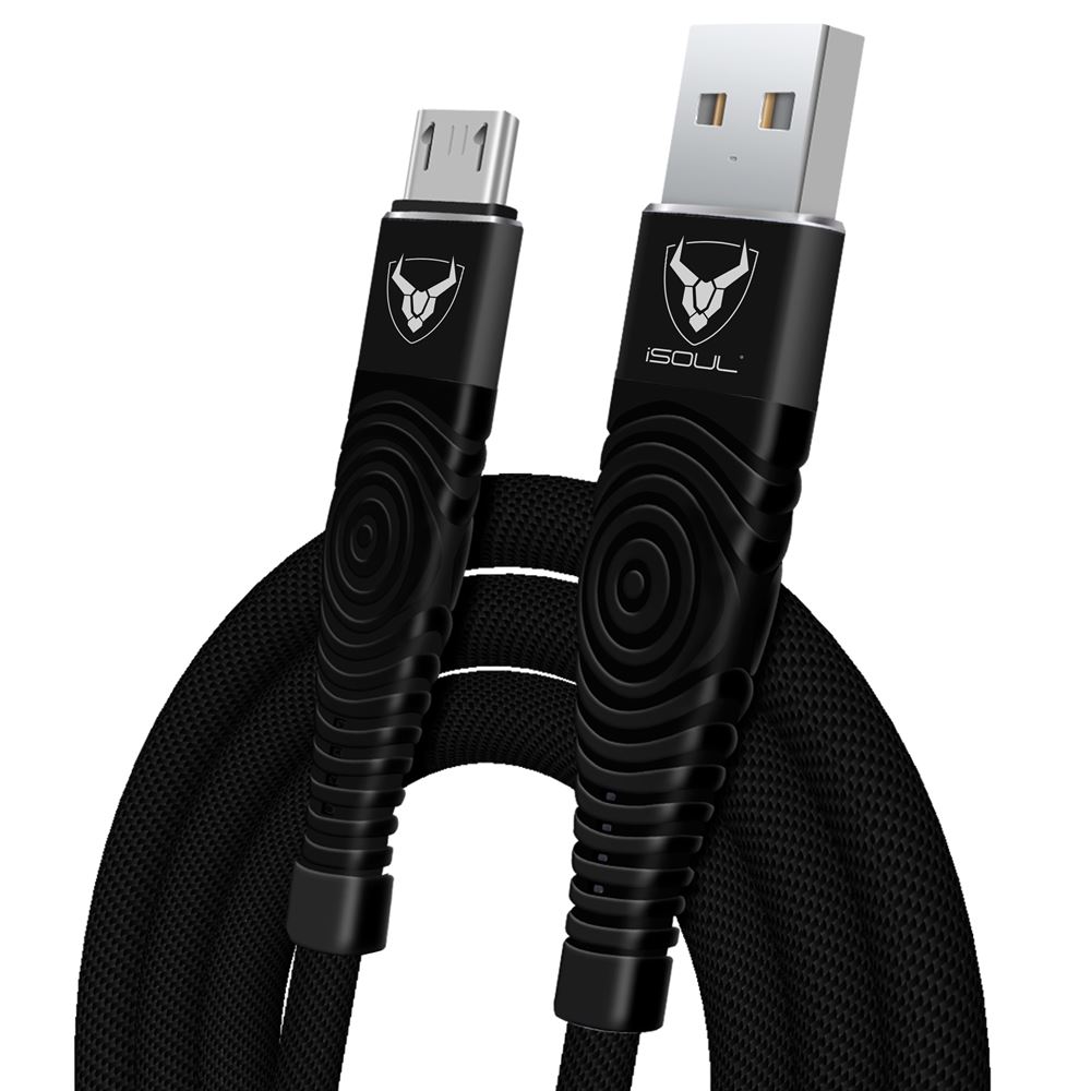 Heavy Duty Nylon Braided Micro USB Cable for Data Sync and Fast Charging - iSOUL