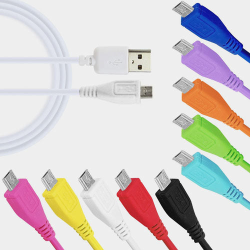 Micro USB 2.0 Data Sync Charger Cable Lead For Mobile Phones 3m Long in Unique Colours.