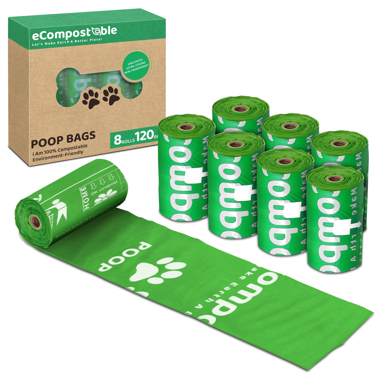 Compostable Poo Bags Environment-Friendly Leak Proof Dog Poop Bags