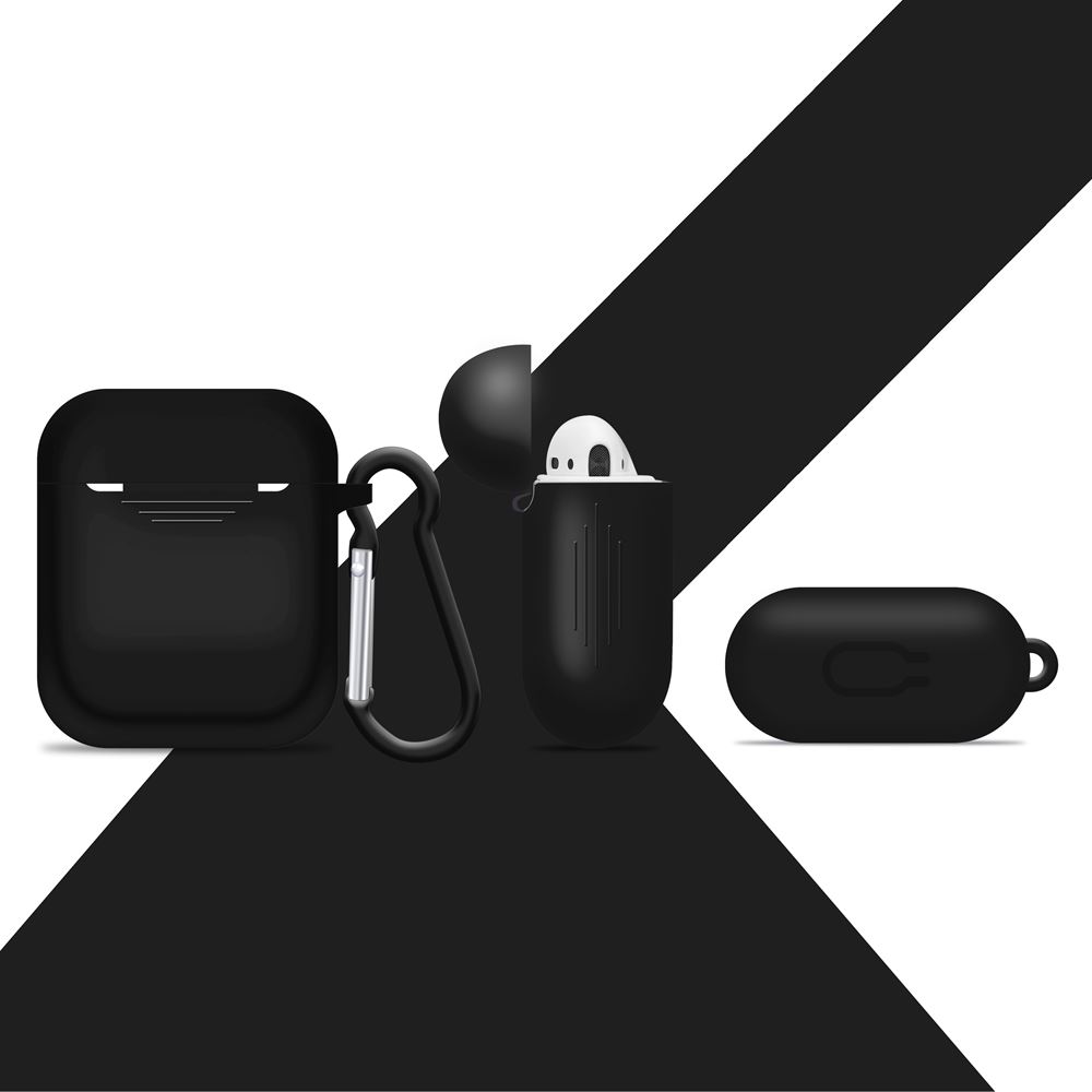 Black Silicone Airpods Case for Airpods 1st and 2nd Gen - iSOUL