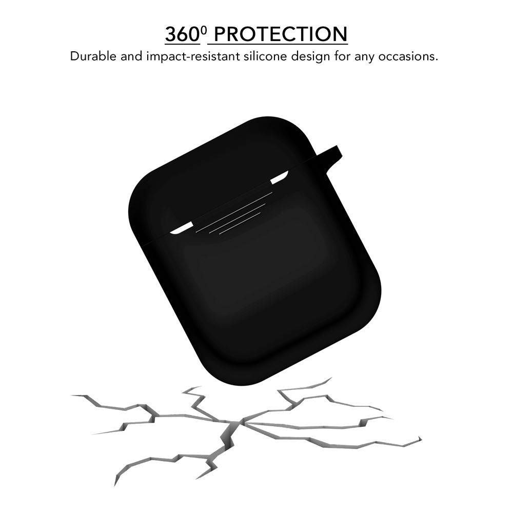 Black Silicone Airpods Case for Airpods 1st and 2nd Gen - iSOUL