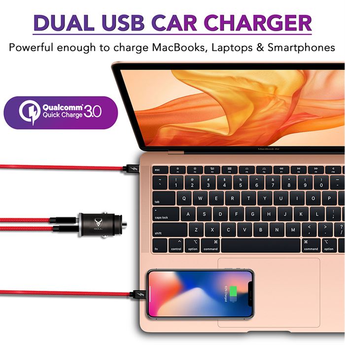 Fast Charging Dual Port USB Car Charger with QUALCOMM 3.0 Chip - iSOUL