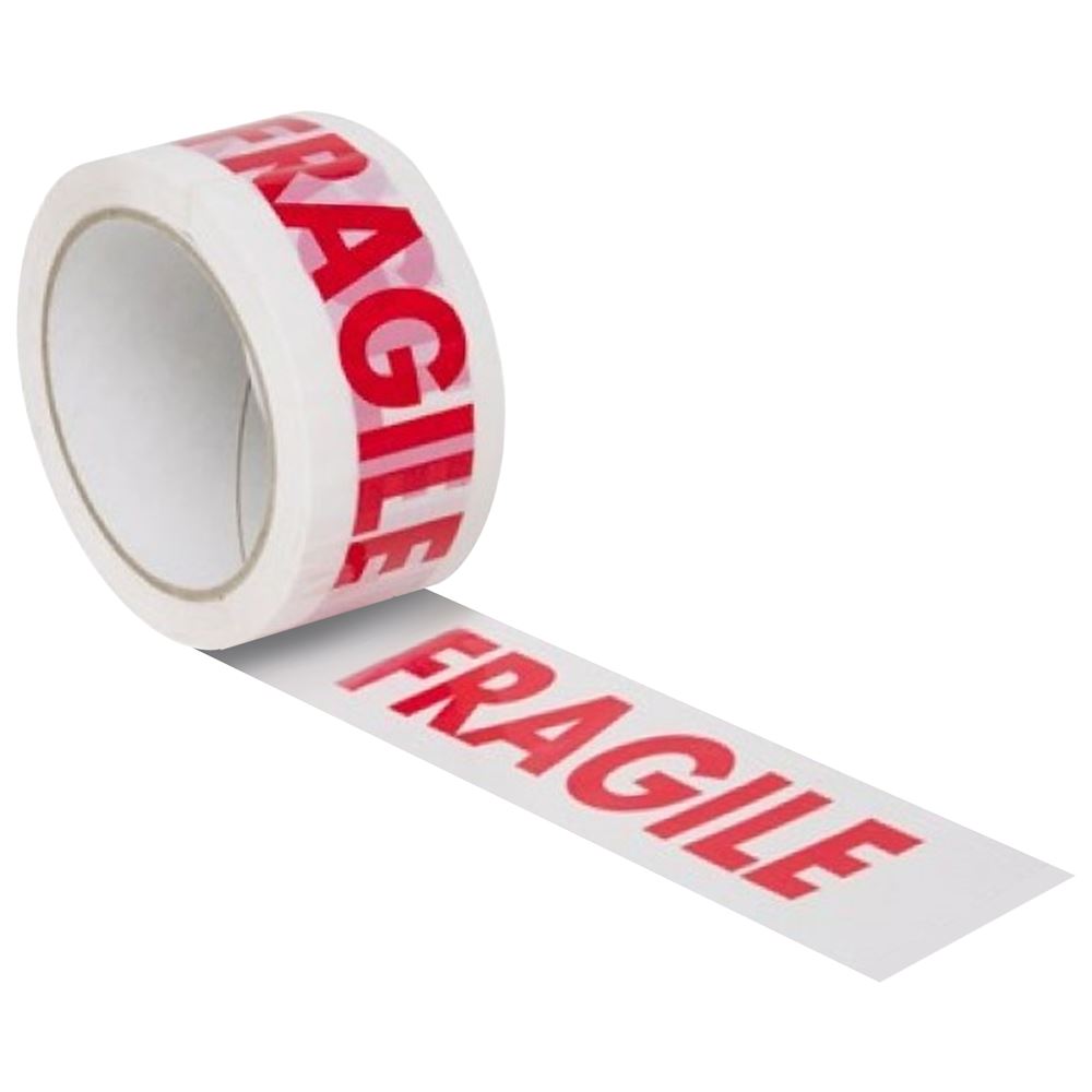 Fragile Tape 48mm X 66M (6 Roll Pack) Printed Packing Parcel Tape