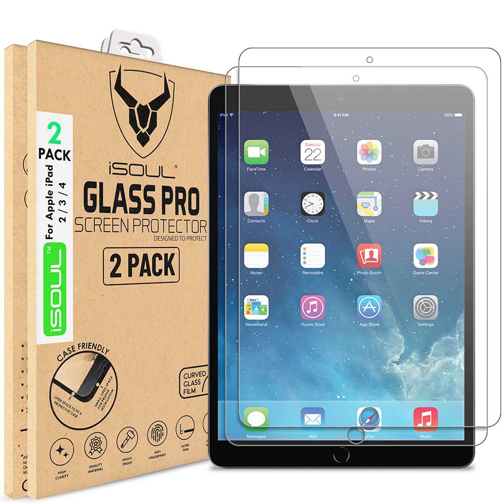 2X Screen Protector for Apple iPad 2 / iPad 3 / iPad 4 Tempered Glass - iSOUL