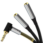 L-Shape Dual 3.5 mm Jack Audio Splitter Cable Nylon Braided - iSOUL